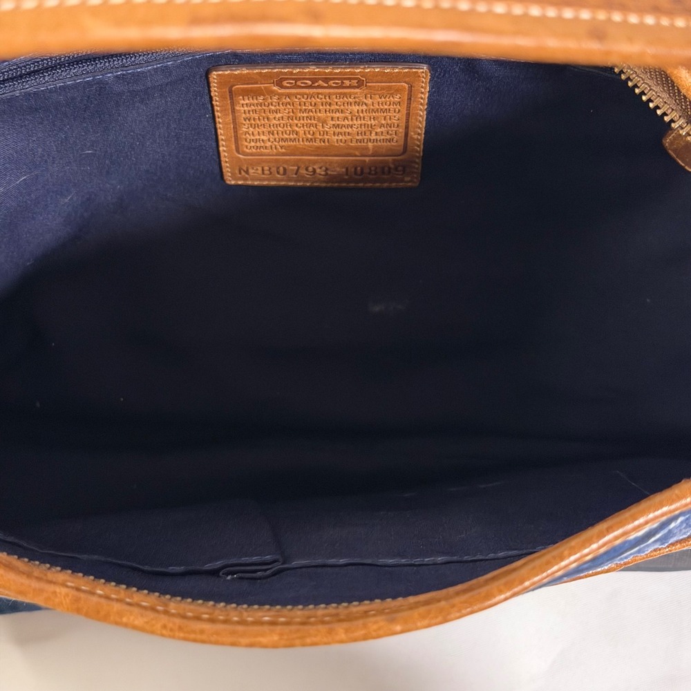 Coach Ergo Patchwork Hobo Women XL Blue Denim Suede Leather Bag 10809 - Picture 7 of 16